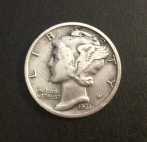 1931 Mercury Silver Dime, XF Details. F56 - Picture 1 of 2