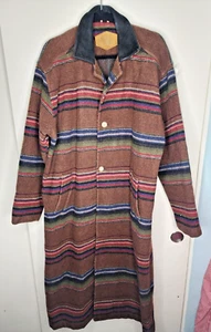 Vintage Woolrich Women’s Striped Wool Southwestern Aztec Long Coat Size L Indie - Picture 1 of 6