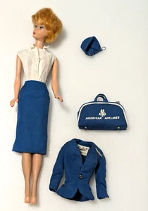 Excellent 1962 Barbie Doll Red head Bubble cut, American Air stewardess outfit - Picture 1 of 24