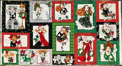 Hada Feliz Navidad Loralie Harris Loralie Diseños Panel de Tela de Algodón 23 x 43 Foto 1 de 2