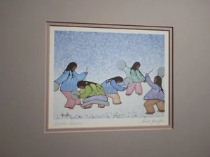 Tarjeta de arte de bailarines de invierno de Cecil Youngfox artista nativo canadiense en mate - Imagen 1 de 10