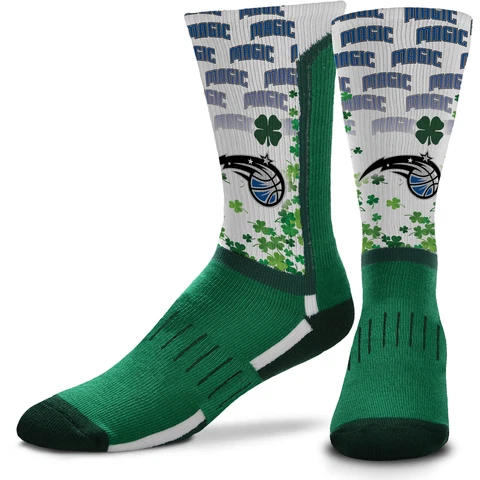 For Bare Feet Orlando Magic Four Leaf St. Patrick's Day V-Curve Crew Socks Cover