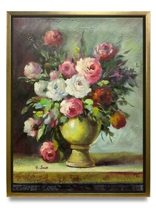Hungryartist - Originalgemälde von Stillleben Blumen auf Leinwand 12x16 gerahmt - Bild 1 von 6