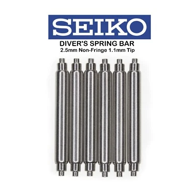 OEM SEIKO 6PC 24mm 2.5mm Fat Spring Bar PROSPEX Non Fringe 1.1mm Tip Stainless - Image 1 of 2