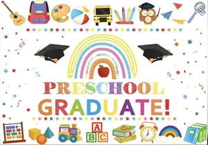 PRESCHOOL GRADUATE GRADUATION LEARNING BLOCKS PERSONALISED PARTY BANNER - Picture 1 of 4
