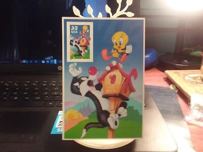1998 Sylvester & Tweety Bird Unused Stamp On Stampers Collector Card - Image 1 of 2