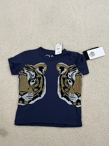 NWT Chaser Brand Boys Navy Tiger Eyes Tee Size 5 - Picture 1 of 5