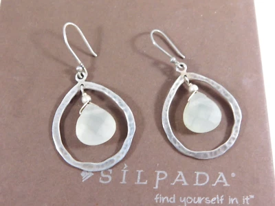 Silpada Sterling Silver Faceted Green Rutilated Quartz Teardrop Earrings W1811 - Image 1 of 3