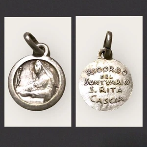 Religiöse Medaille Gedenken an das Heiligtum Heilige Rita da Cascia Vintage Ø 11 mm - Bild 1 von 5
