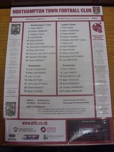 26/09/2015 Colour Teamsheet: Northampton Town v Leyton Orient. Any faults with t - Picture 1 of 1