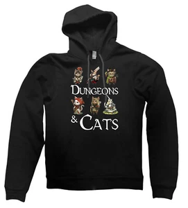 Dungeons and Cats HOODIE Dragons DND RPG GM DM süß Top Geschenk Geschenk - Bild 1 von 1