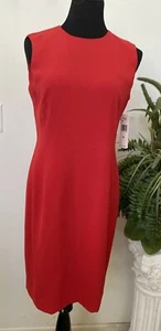 NWT Jones Wear Red 100% Polyester Sleeveless Sheath Dress Size 10, Retail $79. - Picture 1 of 9