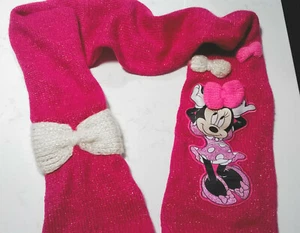 DISNEY STORE FUCHSIA PINK MINNIE MOUSE WINTER SCARF ONE SIZE WITH BOWS-GIRLS - Picture 1 of 5