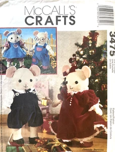 Muñecas y ropa McCall's Christmas Mice patrón 3475 SIN CORTAR - Imagen 1 de 2