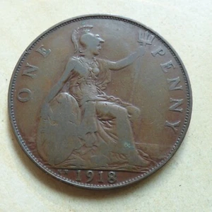 George V One Penny 1918 KN Kings Norton Mint Key Date Nice Grade (myrefn21493) - Picture 1 of 4