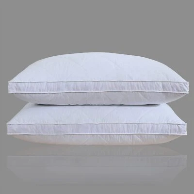 Three Geese Pack of 2 White Goose Feather Bed Pillows King Size - Soft 600 Threa - Image 1 of 4