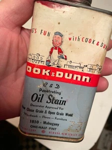 Vintage Cook & Dunn Ölfleckendose, schöne Grafik - Bild 1 von 9