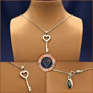 Halskette Schlüssel zum Herzen 925 Sterling-Silber, +Etui, Geschenk zu Muttertag - Bild 1 von 4