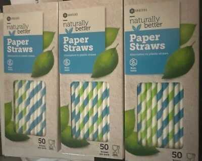 3 Naturally better paper straws SE GROCERS 50 count Green Stripe And Blue Stripe - Image 1 of 4