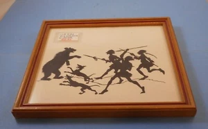 vintage silhouette picture BEAR FIGHT - Picture 1 of 3