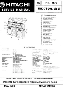 Service Manual-Anleitung für Hitachi TRK-7800 - Picture 1 of 1
