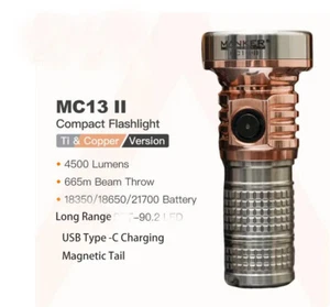 Mankerlight 4000LM Titanium + Copper USB C Rechargeable 600 Meter LED Flashlight - Picture 1 of 44