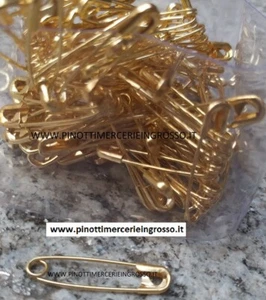 SPILLE SICUREZZA DA BALIA COLORE ORO DORATO MM.22-IN OTTONE-SCATOLA DA 144 PEZZI - Picture 1 of 3