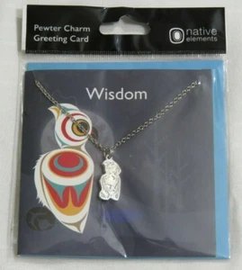 NATIVE PEWTER CHARM WITH CHAIN WISDOM SPIRIT OWL JOHNNY MAYNARD JR COAST SALISH - Picture 1 of 2