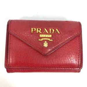 PRADA 1MH021 logo CompactWallet Trifold wallet Leather Red/Gold - Bild 1 von 13