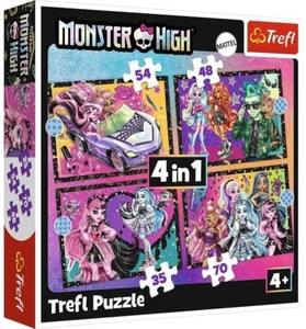 Trefl 4 in 1 Jigsaw Puzzle Pieces 4+ Kids An Electrifying Day At Monst - Picture 1 of 5