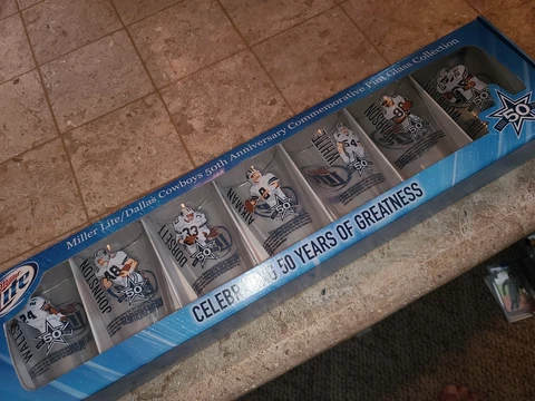 DALLAS COWBOYS 50TH ANNIVERSARY MILLER LITE PINT GLASS SET AIKMAN DORSETT BEER Cover