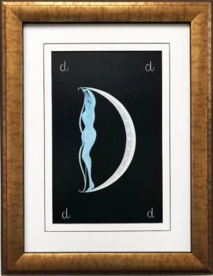Erte "D" CUSTOM FRAMED Vintage Print Art Deco Alphabet Letter Suite NEW Fashion - Image 1 of 3