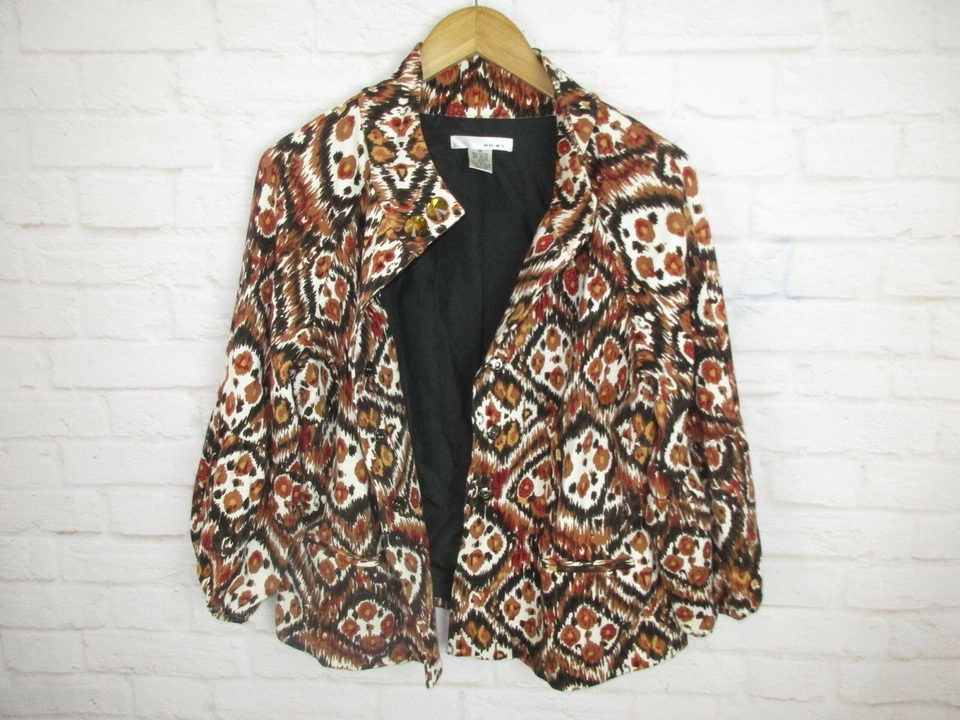 Chaqueta Blazer WD NY Mujer Talla 14 Marrón y Tostado Manga Ondulada Otoño Glamour Foto 1 de 4