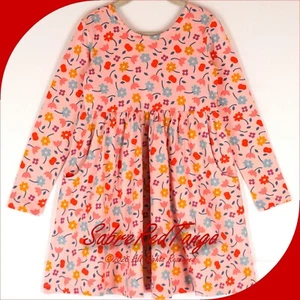 NWT HANNA ANDERSSON LONG SLEEVE SKATER POCKET DRESS FLORAL CONFETTI PINK 110 5 - Picture 1 of 5