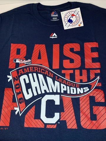 Cleveland Indians Majestic T Shirt 2016 American League Champions Size Small S Cover