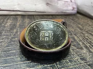 Western Letter Initial H Sterling Silver plated Montana Silversmiths, Belt 38 - Picture 1 of 17