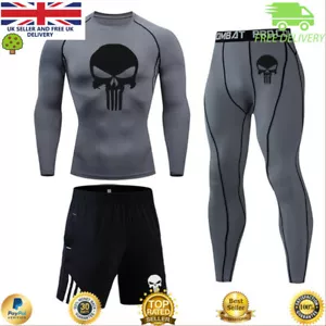 Mens GYM Workout Compression Running Sports Top Pants Base Layer shorts Leggings - Picture 1 of 14