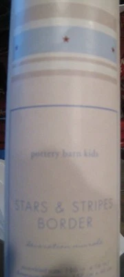 Borde de pared Pottery Barn Kids estrellas y rayas 180 L X 16" nuevo en rollo Foto 1 de 2