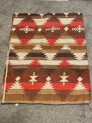 Manta de Colección Suroeste Azteca Marrón Rojo Geométrico Acrílico Cálido Años 90 Foto 1 de 4