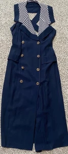 Vestido Vintage JOSEPH RIBKOFF Creations Marinero Náutico Tirantes Sin Mangas Azul Marino 8 - Imagen 1 de 8