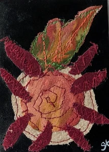 Tarjeta de arte ACEO original, botánica, tela, cosida, arte externo, arte bruto - Imagen 1 de 3