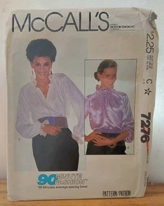 McCalls 7276 Sewing Pattern 90 Minute Fashion Medium Long Sleeve Shirt 1980s - Picture 1 of 3