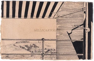 CARTOLINA DISEGNATA E COLORATA A MANO Paesaggio dalla Veranda 1910 circa China - Picture 1 of 2