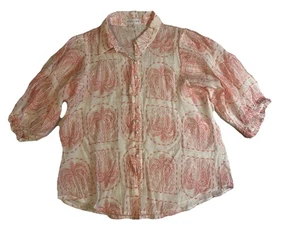 Stellino - Women’s - Blouse Top AUS 14 Viscose Tropical Palm Sheer - Picture 1 of 16