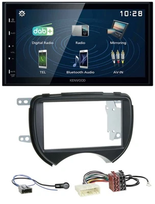 Kenwood 2DIN Bluetooth MP3 USB DAB Autoradio für Nissan Micra 10-13 schwarz - Bild 1 von 4