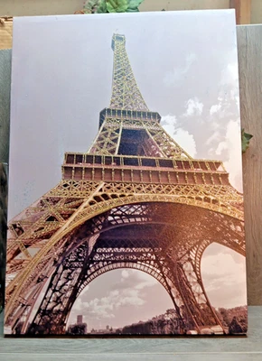 Impresión en lienzo Torre Eiffel arte de pared grande dorado brillo 22,5" x 19,5" arquitectura Foto 1 de 4