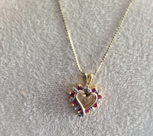 Collar Corazón Rubí Plata Esterlina Firmado Ross Simons Vermeil DE COLECCIÓN - Imagen 1 de 4