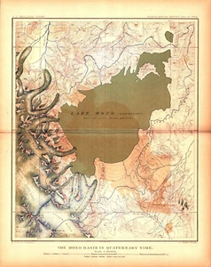 "LAKE MONO BASIN, CALIFORNIA IN QUATERNARY TIME" Antique authentic map 1889 - Picture 1 of 1