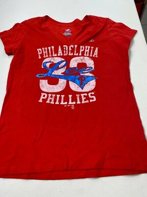 PHILADELPHIA PHILLIES CLIFF LEE #33 WOMEN'S MAJESTIC MLB  XL SHIRT FREE SHIP - Image 1 of 4