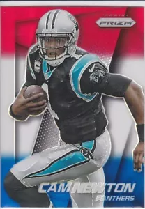CAM NEWTON PRIZMS RED WHITE & BLUE Insert Football Card Panthers Patriots RARE! - Picture 1 of 2
